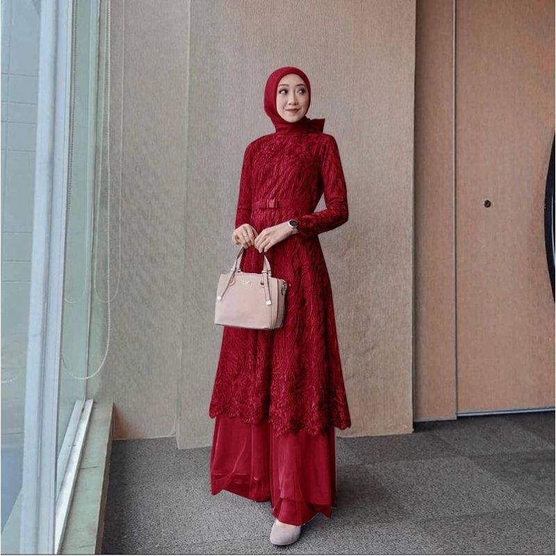 (NEW) MITA - BAJU DRESS GAMIS MAXI MAXY BRUKAT BROKAT WANITA MUSLIM UKURAN M L XL XXL JUMBO SIZE UNT