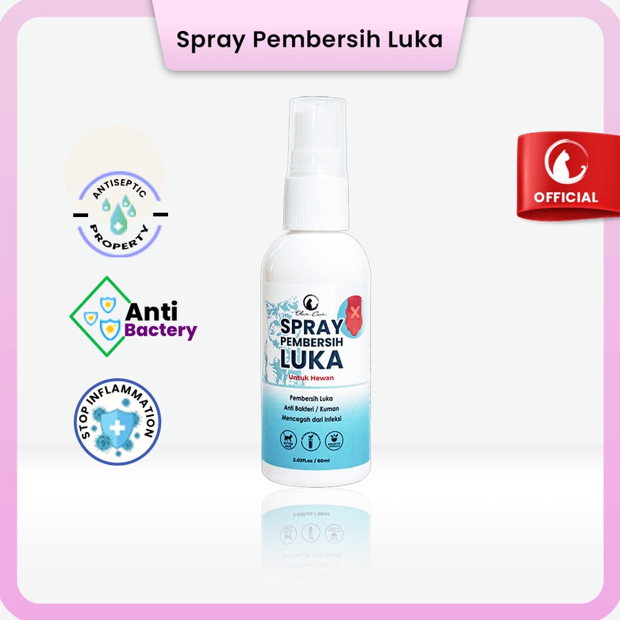 OLIVE CARE Spray Kucing PEMBERSIH LUKA untuk Kulit Luka Basah &amp; Kering, Luka Berdarah, Koreng dan Cegah Infeksi