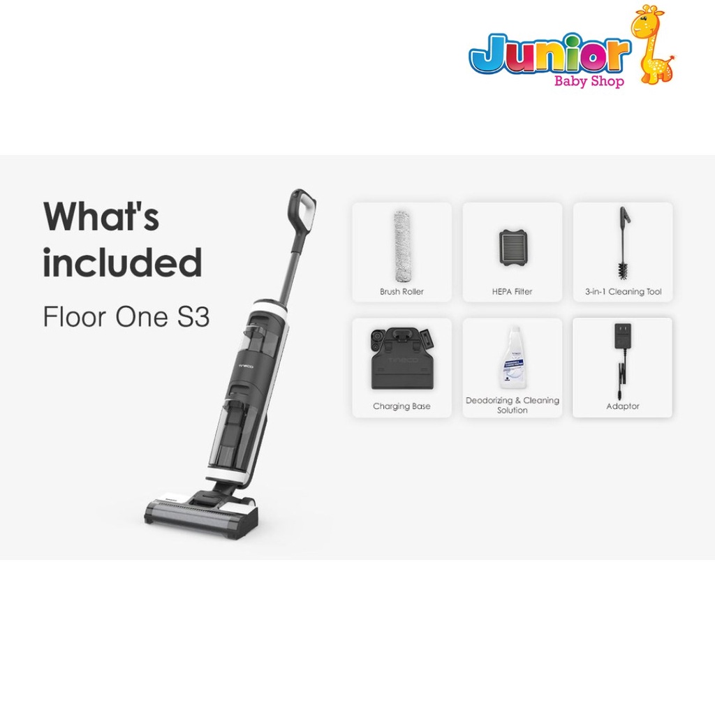 Tineco Floor One S3 Smart Wet Dry Cordless Stick Handheld Vacuum Cleaner and Floor Scrubber Washer