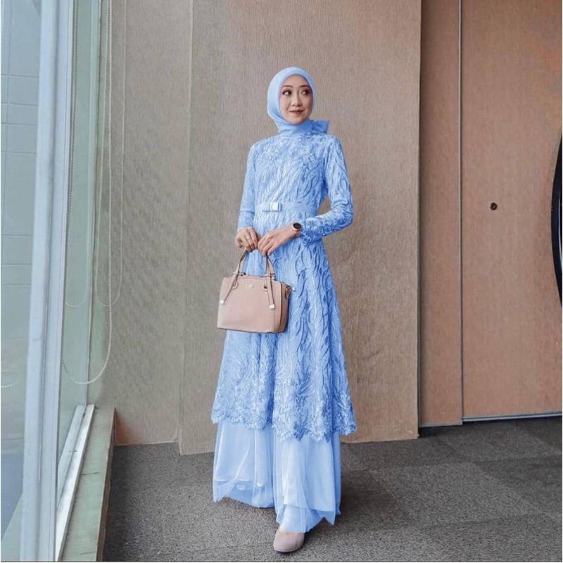 (NEW) MITA - BAJU DRESS GAMIS MAXI MAXY BRUKAT BROKAT WANITA MUSLIM UKURAN M L XL XXL JUMBO SIZE UNT