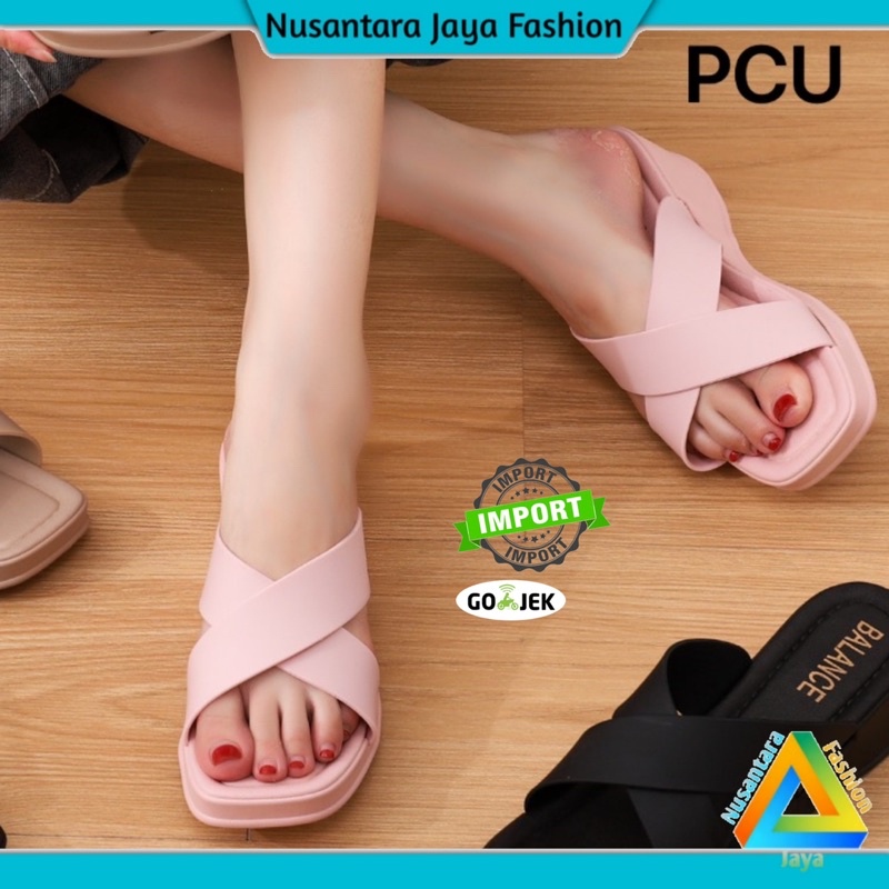 Sandal Wedges Wanita Tali Silang Kekinian Balance 2212