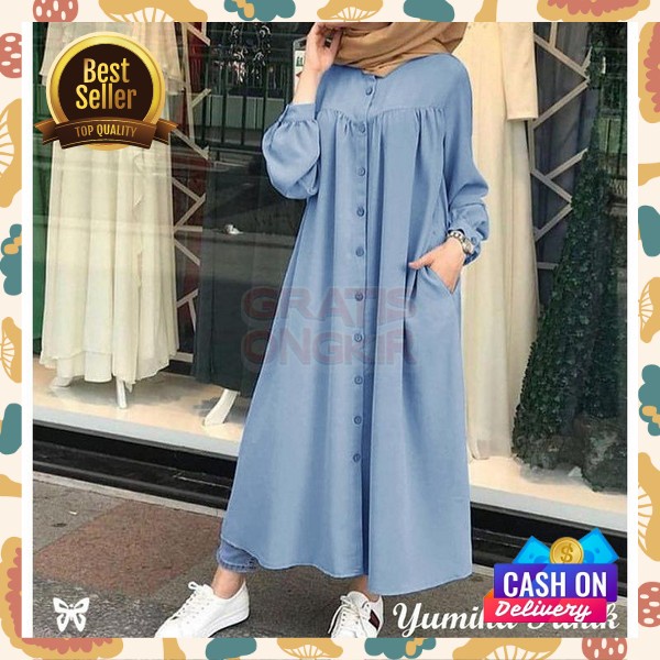 Midi Dres Cwe Bj Tuni Elgan Baj Tuniq Kerja Kantor Bju Thunik Kuliah Perguruan Tinggi Baju Tunik Cew