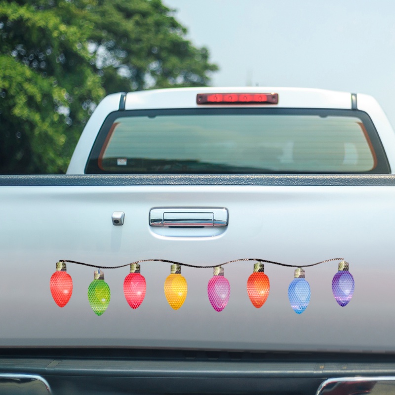 Stiker Dinding Decal Reflektif Magnetik Bentuk Bohlam Lampu Mobil Untuk Dekorasi Natal
