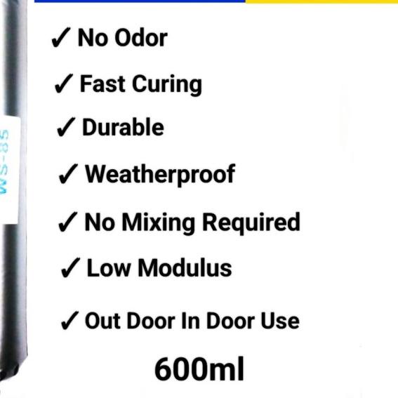 

Lem Silikon Sosis/Lem Silicone Sealant ELLPRO WS-85 Weatherseal 600ml - L.Grey/Abu Muda