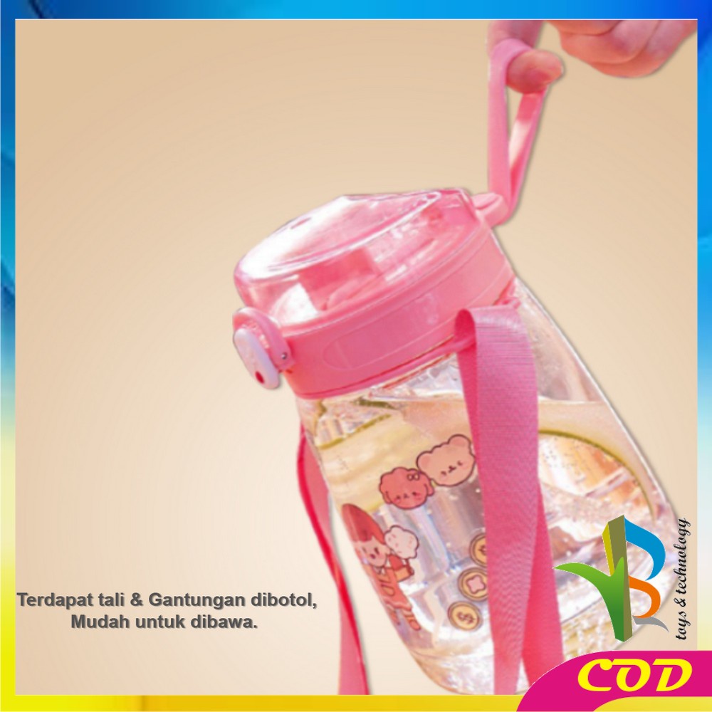 RB-C303 Botol Minum 1300ML BPA FREE Kartun Lucu / Botol Minum Karakter Sedotan / Botol Air Minum 1.3 Liter Food Grade