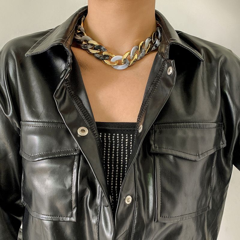 Kalung Choker Retro Rantai Besar Pipih Style Chain Necklace Coker