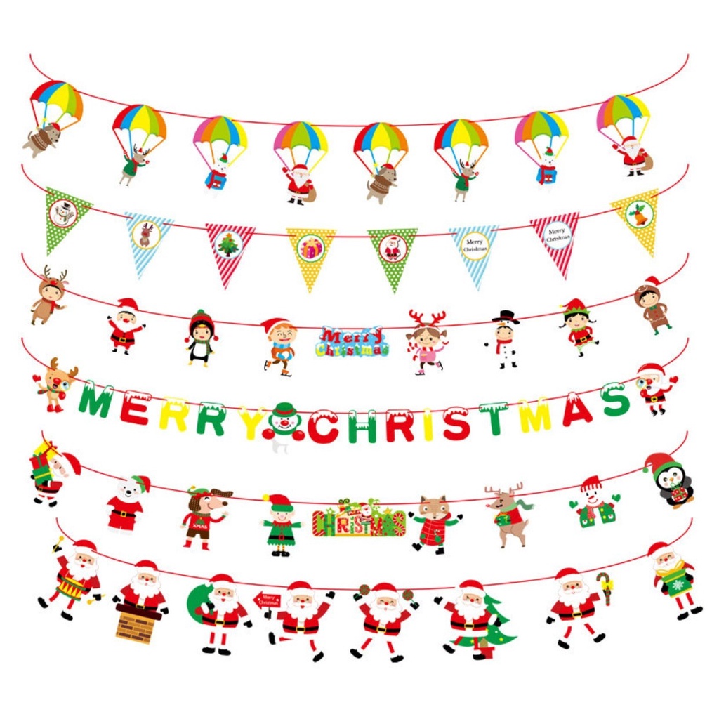 BANNER FLAG MERRY CHRISTMAS NATAL BENDERA SANTA CLAUS DEKORASI XMAS ELF TREE SINTERKLAS Hiasan Ornament Natal