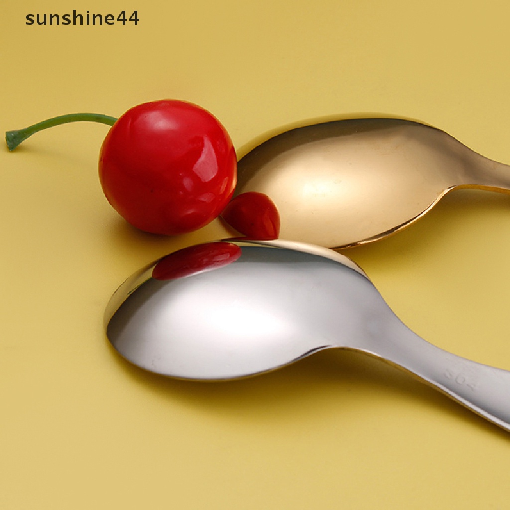 Sunshine Sendok Es Krim / Teh / Kopi Bahan Stainless Steel Dengan Gagang Pendek Untuk Anak