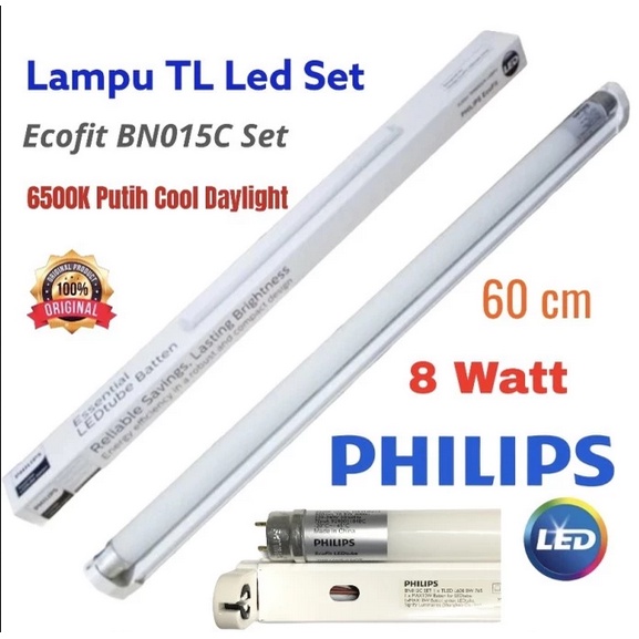 KAP LAMPU Set LED TUBE T8 1xTLed PHILIPS ECOFIT BN015C 8W/16W