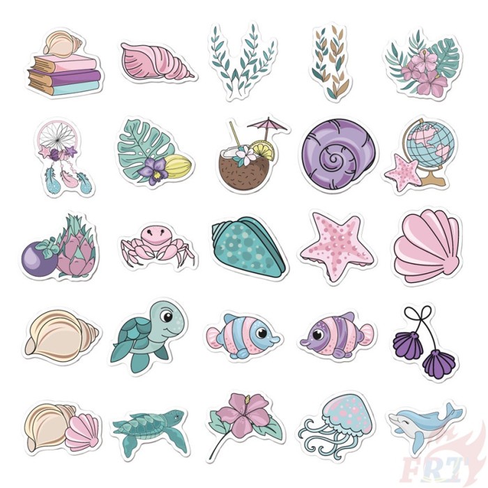 

Gumelar 50Pcs Set Stiker Doodle Desain The Little Mermaid 03 Ta
