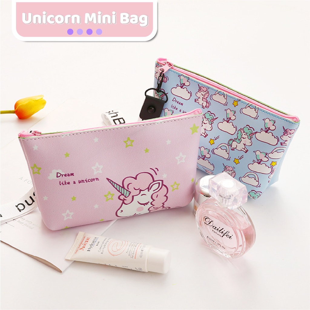 Pretty Dompet Kosmetik / Tas Aksesoris Makeup Dompet Pouch Kosmetik Karakter Lucu Unicorn