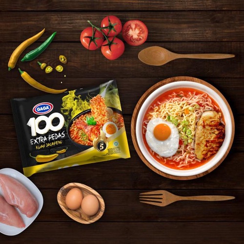 

GAGA Mie Instant 100 Extra Pedas Kuah Jalapeno Pack 75gr