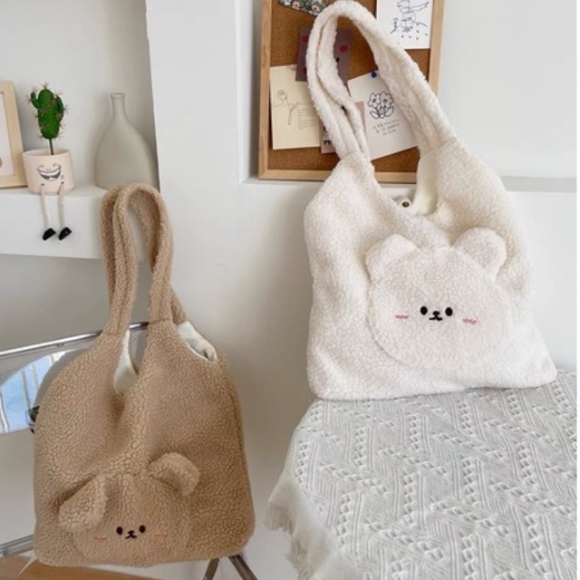 ZUTTO FUR TOTE BAG /  FLUFFY BAG TAS BULU JINJING WANITA / KOREA CUTE WINTER SLING BAG PREMIUM QUALITY