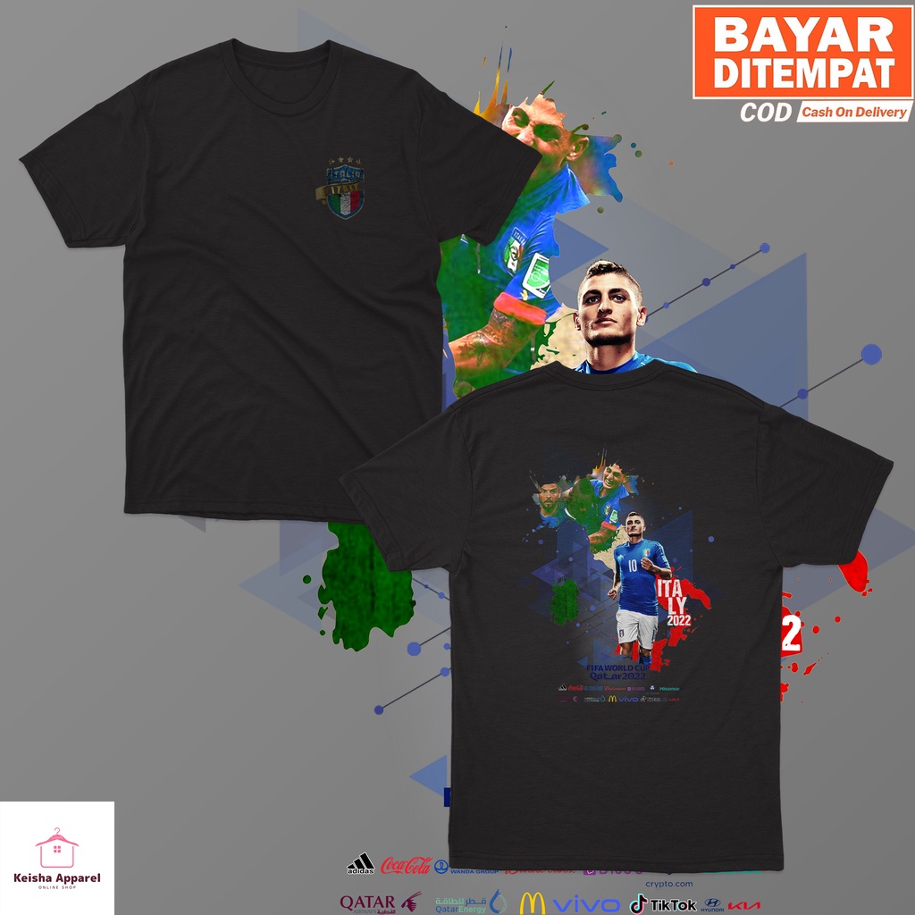 KAOS BAJU WORLD CUP QATAR 2022 ITALY KAOS PIALA DUNIA 2022 COWOK CEWEK