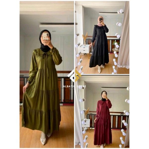 MAXI DRESS POLOS / GAMIS RAYON / GAMIS BUSUI SUSUN / DRESS KERAH