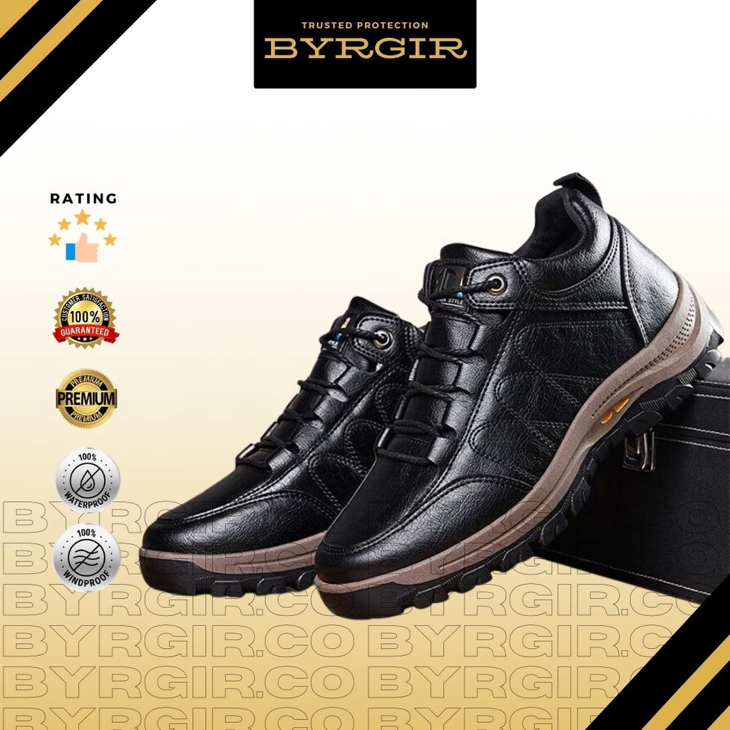 BYRGIR Sepatu Casual Pria Kulit Sport Fashion Safety Boots Kerja Keren