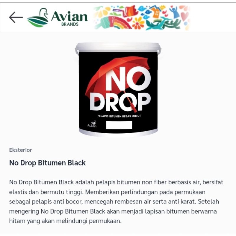 PROMO CAT NO DROP 1KG CAT TANDON TORN GENTENG TEMBOK SENG ANTI JAMUR WATERPROOF NO DROP BITUMEN