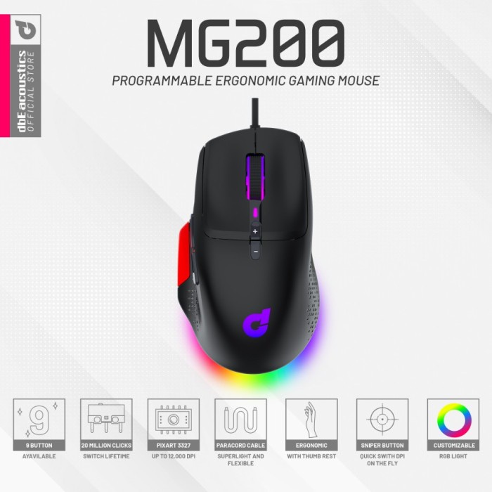 Moreandshopp - dbE MG200 Ergonomic - MG-200 Gaming Mouse