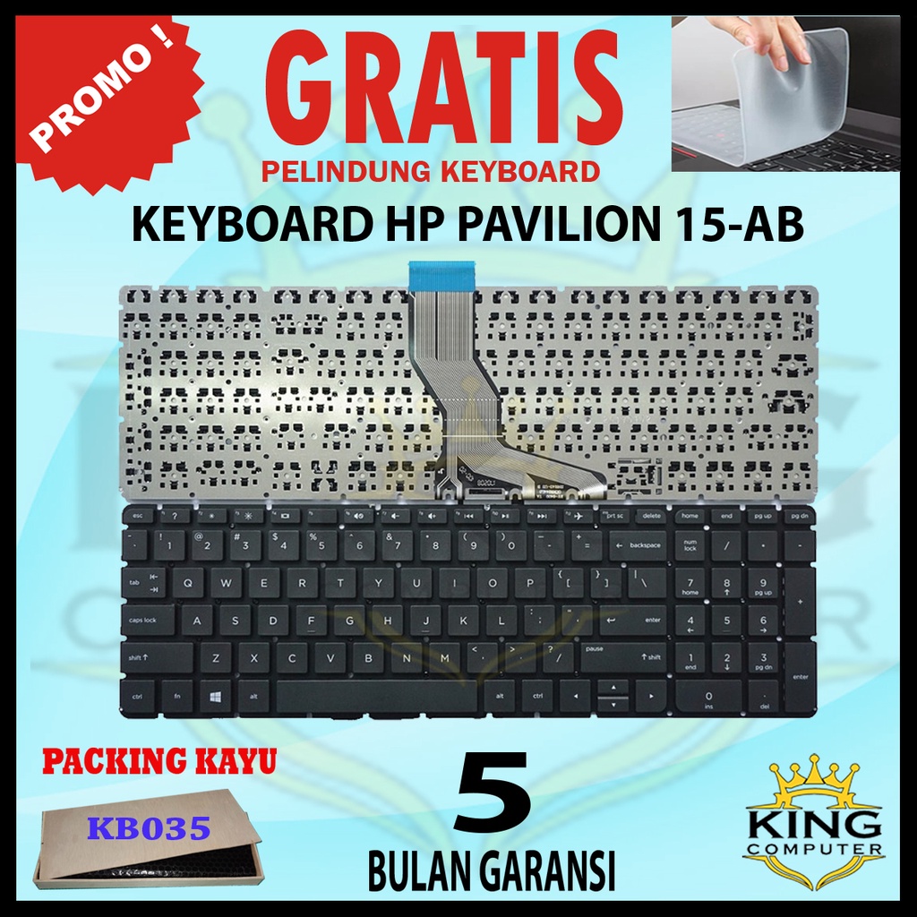 Keyboard Laptop HP Pavilion 15-AB 15-AB000 15-AB100 15Z-AB100 15-AB031AX - US (Non Backlight) GRATIS PACKING KAYU