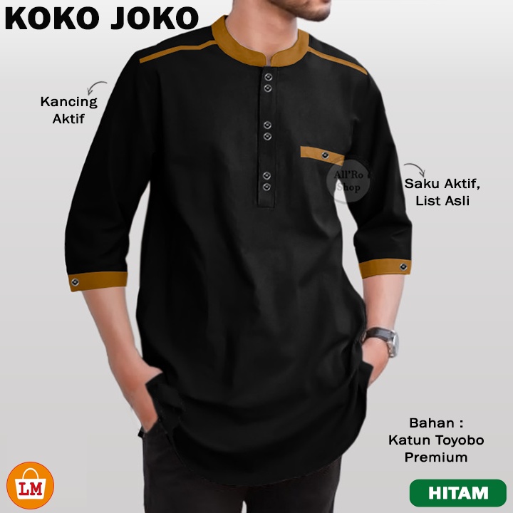 Baju Pria Muslim KOKO JOKO Lengan 3/4 Bahan Katun Toyobo Size JUMBO Big Size M - 2XL LMS 27050