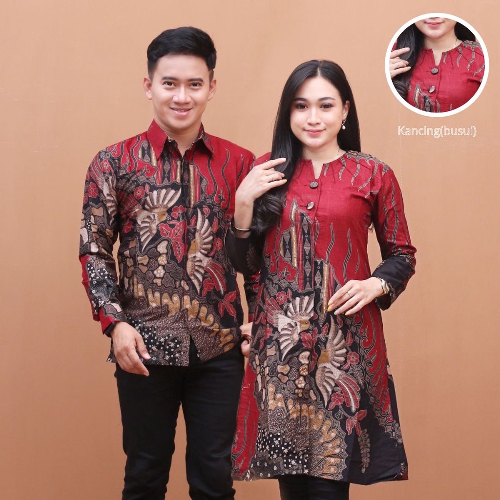 Batik alina Tunik Batik Couple Modern Atasan Batik Wanita dan Pria Baju Batik Wanita Blouse Batik Seragam Batik M L XL XXL