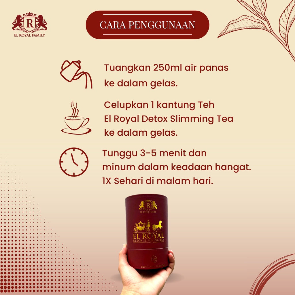 El Royal Detox Slimming Tea - Teh Detox 1 Pcs 3x lebih cepat mengecilkan perut