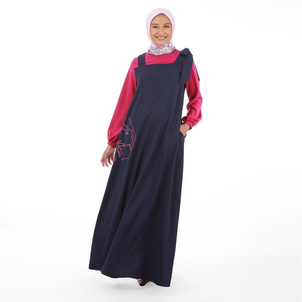 Zoya Gamis Muslim Polos Kombinasi Qian Dress