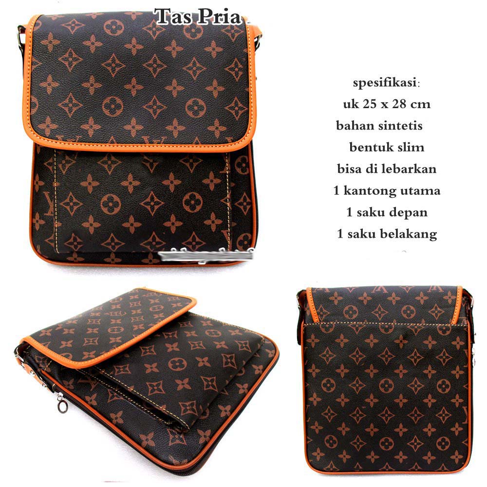 Tas Slim selempang Pria Pure Brown Diamond