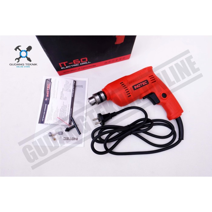 Mesin Bor Tangan Listrik Bolak Balik 350 Watt 10 mm IT 60 INOTEC / Electric Drill Variabl;e Speed 10 mm 350 W IT60 INOTEC