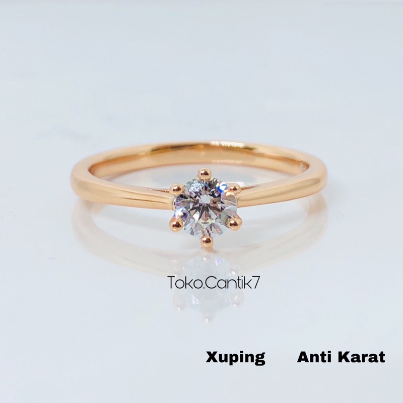 Xuping Cincin Mata 1 Simpel Rose gold Wanita Lapis Emas[ Toko.Cantik7 ]