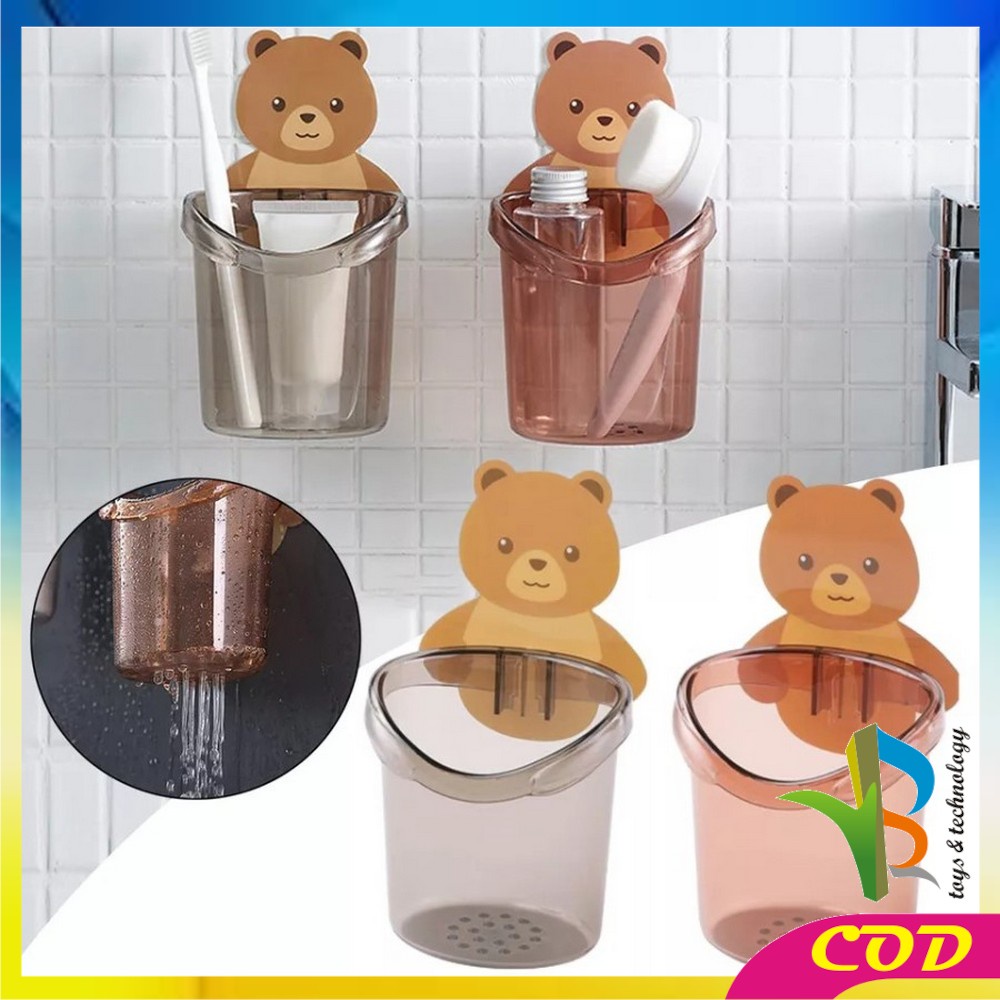 RB-C452 Rak Tempel Tempat Sikat Gigi Bear Rak Serbaguna Kamar Mandi Model Tempel Motif Beruang / Toothpaste Holder