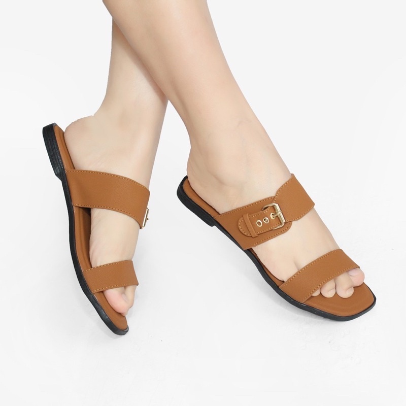 SANDAL SLOP WANITA FLAT TEPLEK TERBARU KEKINIAN SENDAL SELOP PEREMPUAN SLIP CEWEK SLIDE IBU PESTA KONDANGAN TAVANO JL-63