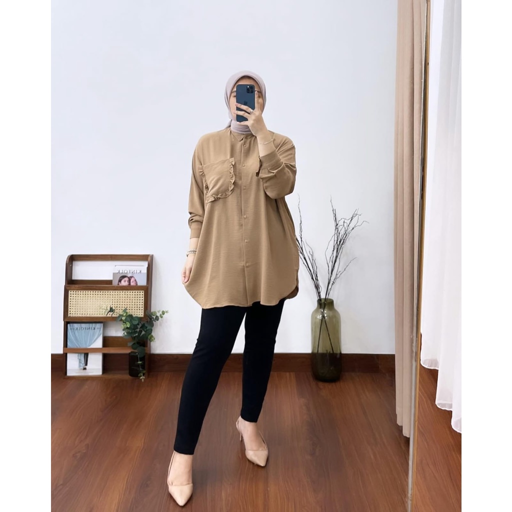 (MGA) KEMEJA KRISNA OVERSIZE BLOUSE CRINCLE AIRFLOW ATASAN WANITA