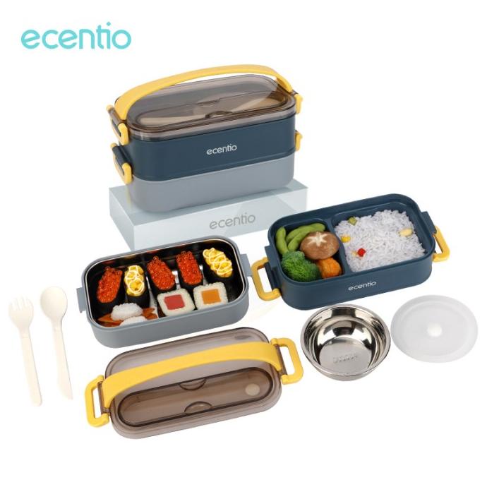 1.2L Lunch Box 2Layers Leakproof Kotak Makanan Stainless Steel