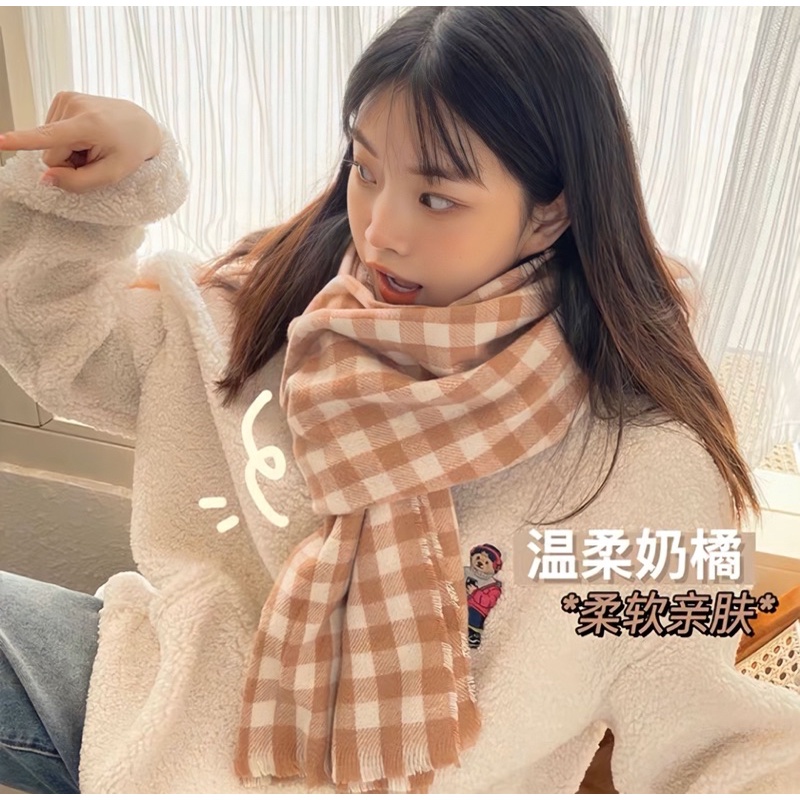 Long scarf winter square unisex pria wanita import syal selendang hangat cowok cewek bromo murah