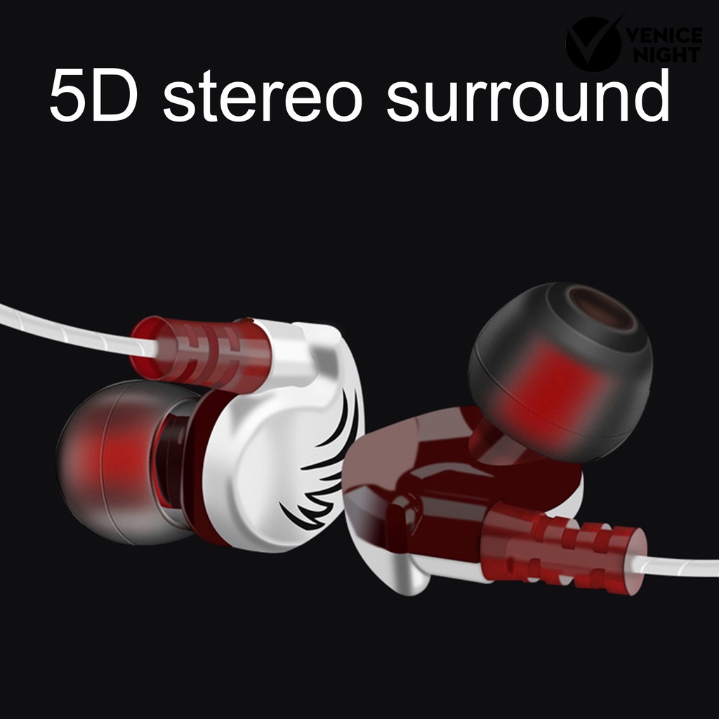 (VNEP) (Berkabel) V11 Earphone In-ear Mega Bass 3.5mm Sport Stereo Gaming Earbud dengan Mikrofon untuk Luar Ruangan