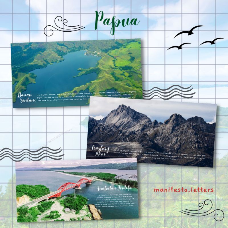 

Postcard Long Papua | Jembatan Youtefa | Kartupos Jayapura | Bridge | Grasberg Tembagapura | Sentani