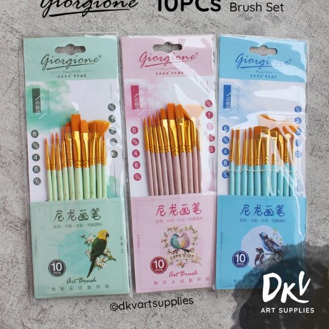 

Giorgione Brush Set G-188 | Kuas Lukis Set 10 Bird Series - Pink