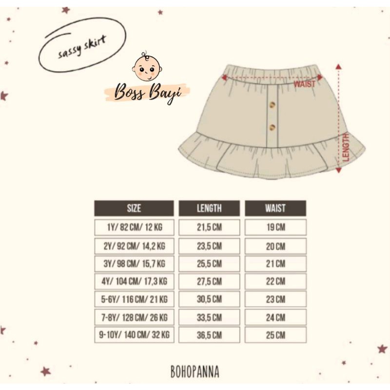 BOHOPANNA - Sassy Skirt / Rok Anak