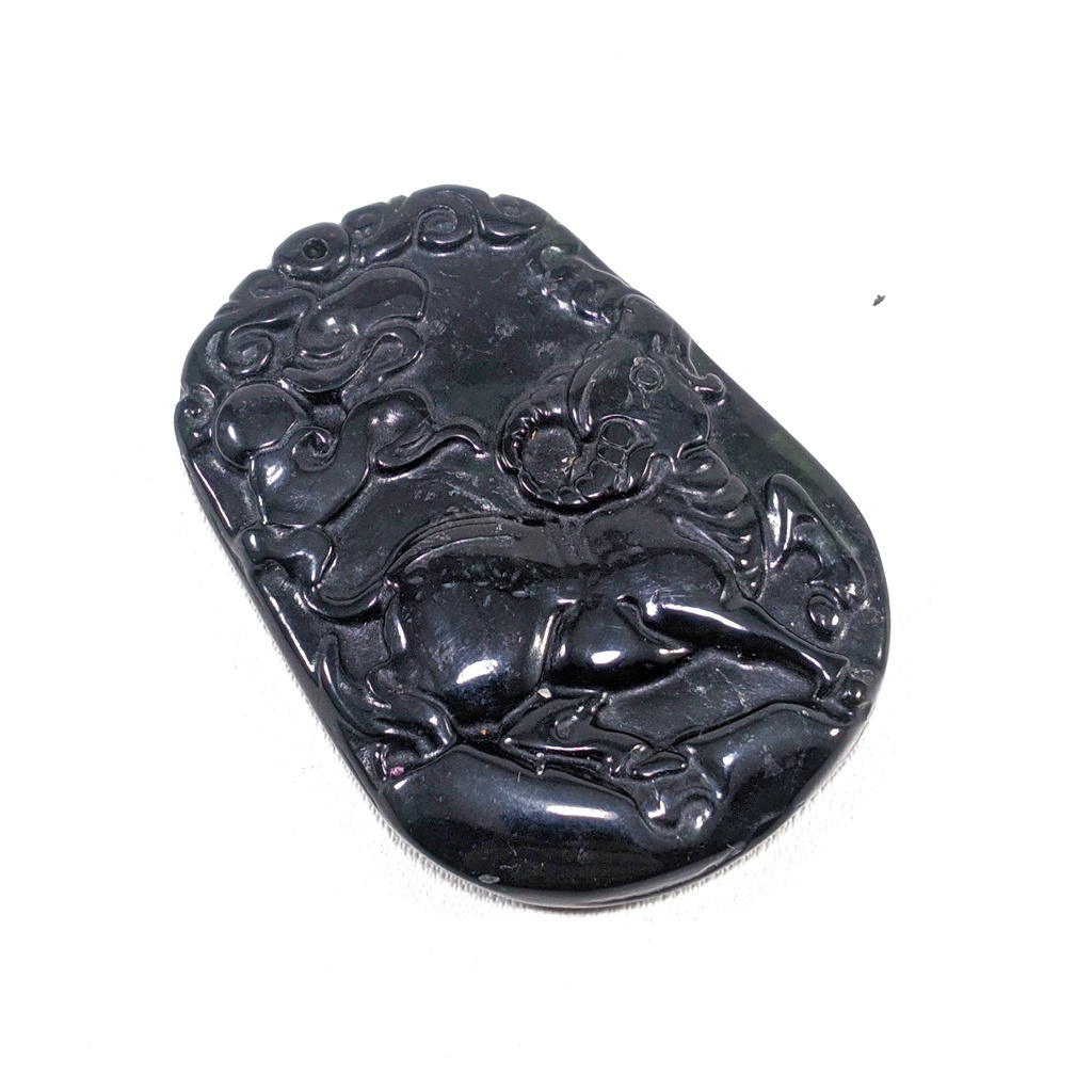 Liontin Natural Batu Alam Giok Black Jade Motif 12 Shio Hewan Terlaris