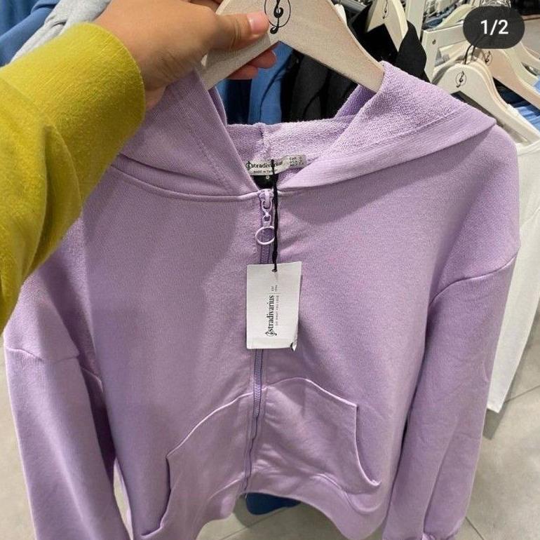 HOT Jaket Wanita - croope hoodie zipper lilac ✦ 895