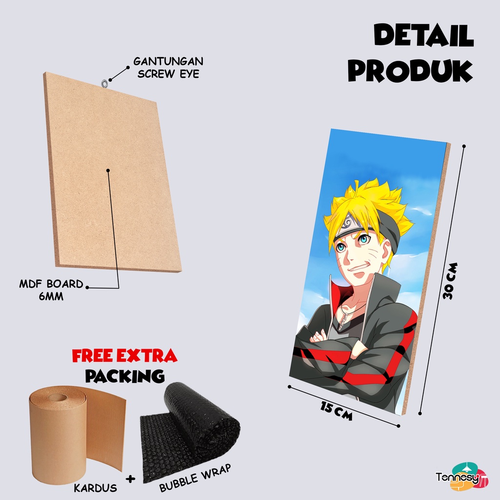 HIASAN DINDING BORUTO SARADA MITSUKI NARUTO 15x30CM WALL DECOR PAJANGAN POSTER DEKORASI KAMAR RUMAH ANIME KARTUN ANIMASI