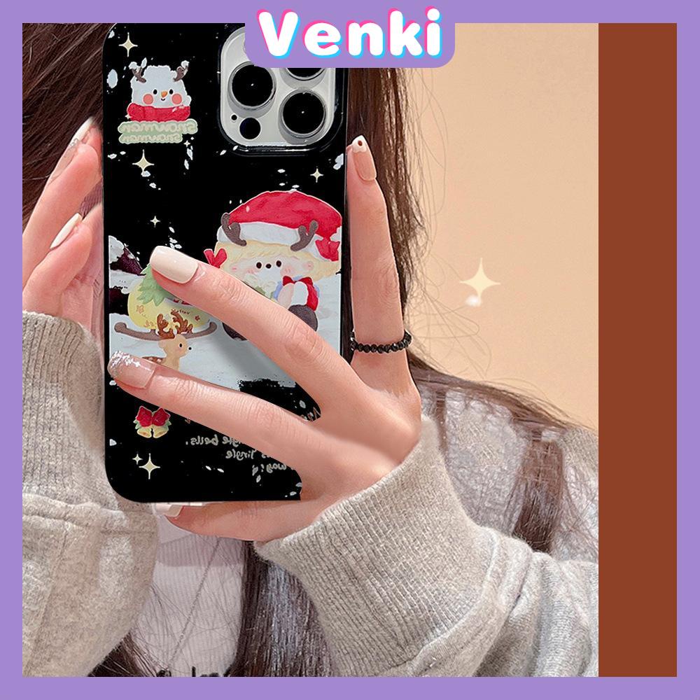 Case iPhone 14 Pro Max TPU Soft Case Christmas Snowman Glossy Black Candy Case Camera Protection Shockproof For iPhone 14 13 12 11 Plus Pro Max 7 Plus X XR