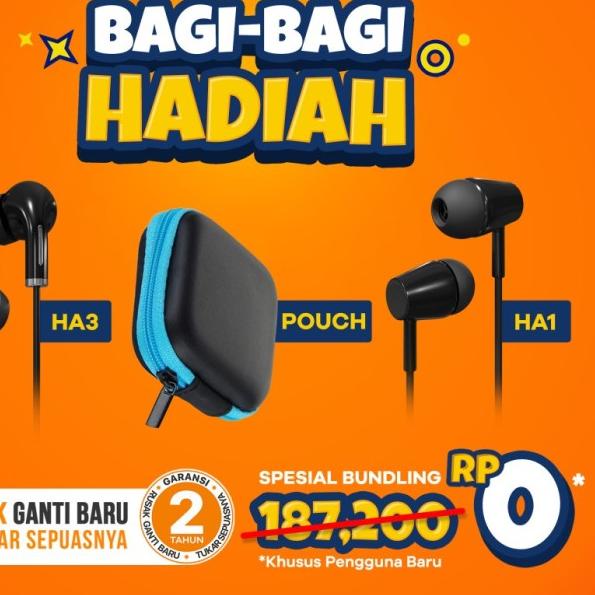 Bundling Headset JETE HA1 + Pouch Headset + Headset JETE HA3