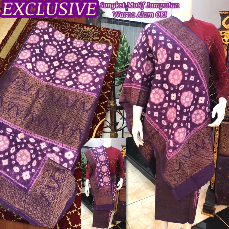 EXCLUSIVE Songket Motif Jumputan ORI /Ungu Tembaga /songket tenun asli palembang /ilham songket pale