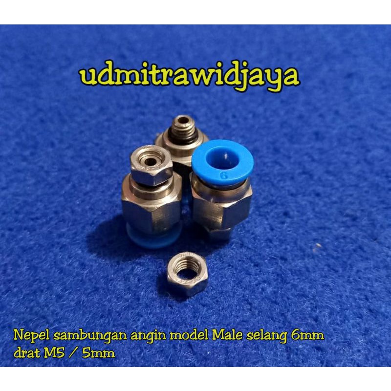 Fitting pneumatic  / sambungan selang angin 6mm Model Male Lurus drat M5 5mm sambungan selang klakson model lurus SPC nepel angin type XPC dratt nepel angin air nepel angin truk fuso double kabin nepel selang drat M5 setara baut 8an