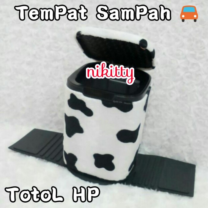 Tempat Sampah / Box Sampah Mobil Motif Totol Hp/ Hitam Putih