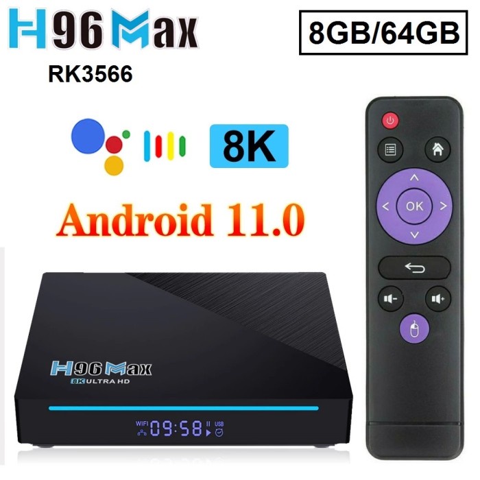 Produk Terbaru H96 Max Rk3566 - Android Os Smart Tv Box 8K Uhd - Ram 8Gb Rom 64Gb