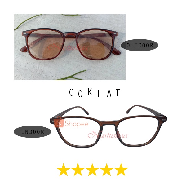 Kacamata Lensa Photocromic Pria Wanita Kacamata Fashion Fotocromic Normal Anti UV Bingkai Kotak FREECASE
