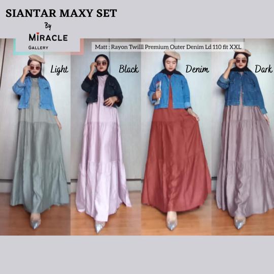 SIANTAR MAXY SET 2IN1 - INER RAYON TWILL OUTER JEANS DENIM / MAXI DRESS SIANTAR SET